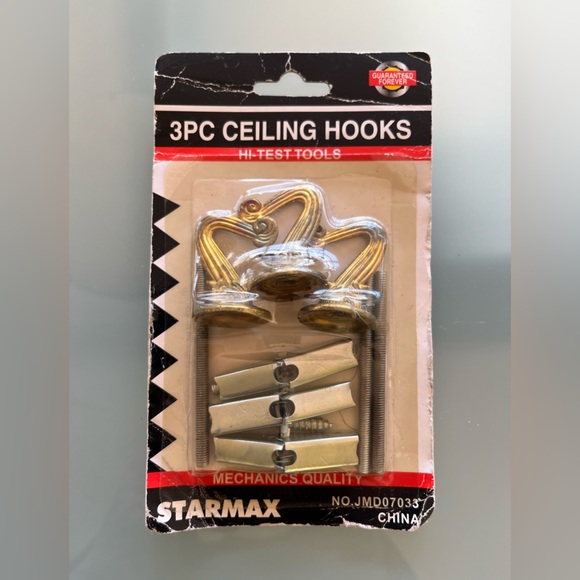 Set of 3 brass color Ceiling Hooks for Hanging Plant Heavy Duty Swag Toggle Hook - Picture 2 of 3